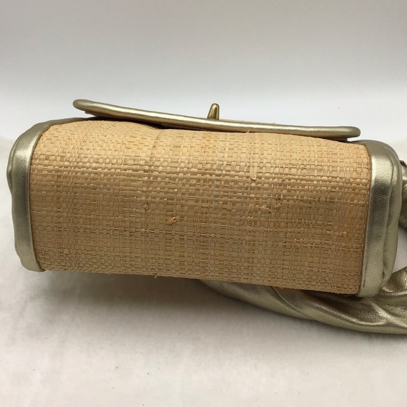 Coach  Parker Woven Straw Metallic Leather Shoulder Bag 42475 - Picture 6 of 14
